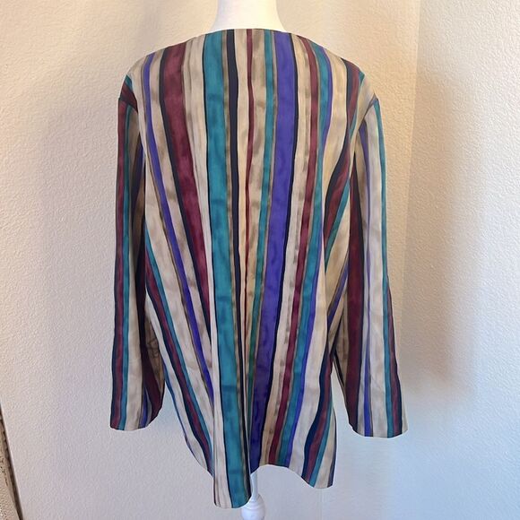 Women's N Touch Long Sleeve Vertical Striped Tunic Top ~ Size 16 - Picture 2 of 6